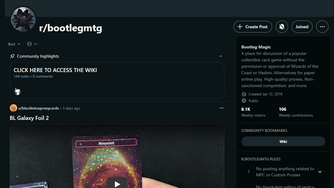 The History of r/bootlegmtg (2016 to Now)